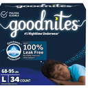 Goodnites Boys' Nighttime Bedwetting Underwear, Size Large (6895 lbs), 34 Ct (2 Packs of 17)