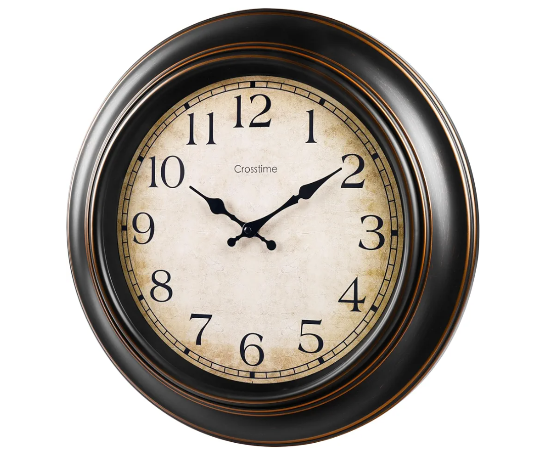 18 Inch Vintage Large Wall Clock for Living Room Decor,Battery Operated Silent Non-Ticking Retro Classic Clocks for Kitchen Fireplace Home Office,House Warming Gifts,Bronze