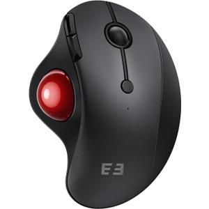 seenda Wireless Trackball Mouse, Ergonomic Bluetooth Rollerball Mouse Rechargeable, 3 Device Connection Optical Mice Adjustable DPI Thumb Control Mice Compatible for PC/Laptop/Windows/Mac - Black&Red