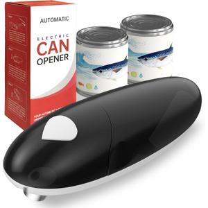 ROLWAY Can Opener, Easy Control Electric Can Opener with Non-Slip Design, Safe and Efficient Can Opener for Seniors, Smooth Edge, Hands Free for Home or Travel, Black