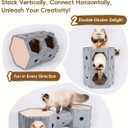 Cat Tunnel House for Indoor Cats, w/Hair Brush, DIY Expandable Modular Felt Pet Castle, Hidey Kitten Perch Condo, Large Stackable Kitty Cave, XL Two Story Sleeping Small Dogs Puppy Bed, 2 Tier Nest