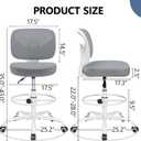 Primy Armless Tall Desk Chair, Adjustable Height and Footring, Mid-Back Ergonomic Standing Desk Chair Mesh Rolling Tall Chair for Art Room, Office or Home (Gray)