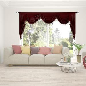 Burgundy Red Valance - Waterfall Swag Valance for Window Toppers Window Cutains for Bedroom (1 Panel, Wine Red, W89 inch)