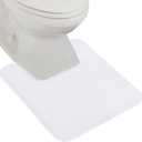 GORILLA GRIP Thick Memory Foam Toilet Rug for Bathroom, Square Shaped Washable, Soft Absorbent Velvet Topside Floor Mats, Machine Wash, Cushioned Luxury Rugs for Bath Room, 22.5x19.5, White