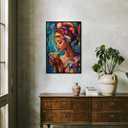 Mpgloquial African Black Woman Wall Art Beauty Lady Dringing Coffee Canvas Painting Posters Trendy Black Girl Prints Poster Inspired Wall Decor Aesthetics for Dorm 16x24inch Black Framed
