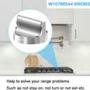 Upgraded W10766544 Gas Stove knobs Replacement for Whirlpool WFG540H0ES0 Range Oven, Replaces W10430807 W10676228 4248219 AP5958476 PS10067059 EAP10067059