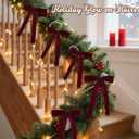 18 Pcs Burgundy Velvet Bows for Christmas Tree  Burgundy Velvet Christmas Tree Bows, Holiday Decorations for Garland Wreath Bow (5 * 7", 1" Wide)