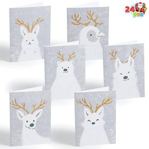 JOYIN 24 PCS Christmas Holiday Greeting Cards Collection in 6 Diverse Festive White Designs with Envelopes for Christmas Season, Present Giving, Xmas Cute Cards, Wintertime Gifts Cards