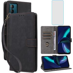 for Tracfone BLU View Speed 5G Wallet Phone Case with Screen Protector [RFID Blocking] Leather Flip Card Holder Kickstand Women Men Cell Phone Case for BLU ViewSpeed 5G BLUView Speed 5G Black