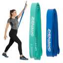 THERABAND High Resistance Band Set of 2, Medium and Heavy Elastic Super Bands for Full Body Workouts, Physical Therapy, Strength Training, Durable 41 Loop Exercise Bands, 25-35 lbs Resistance