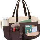 LOVEVOOK Teacher Tote Bag for Women,Multi-pocket Laptop Bag with Large Cup Holder,Nurse Bags Work Travel Computer Handbag (15.6 inch, Almond Chocolate)