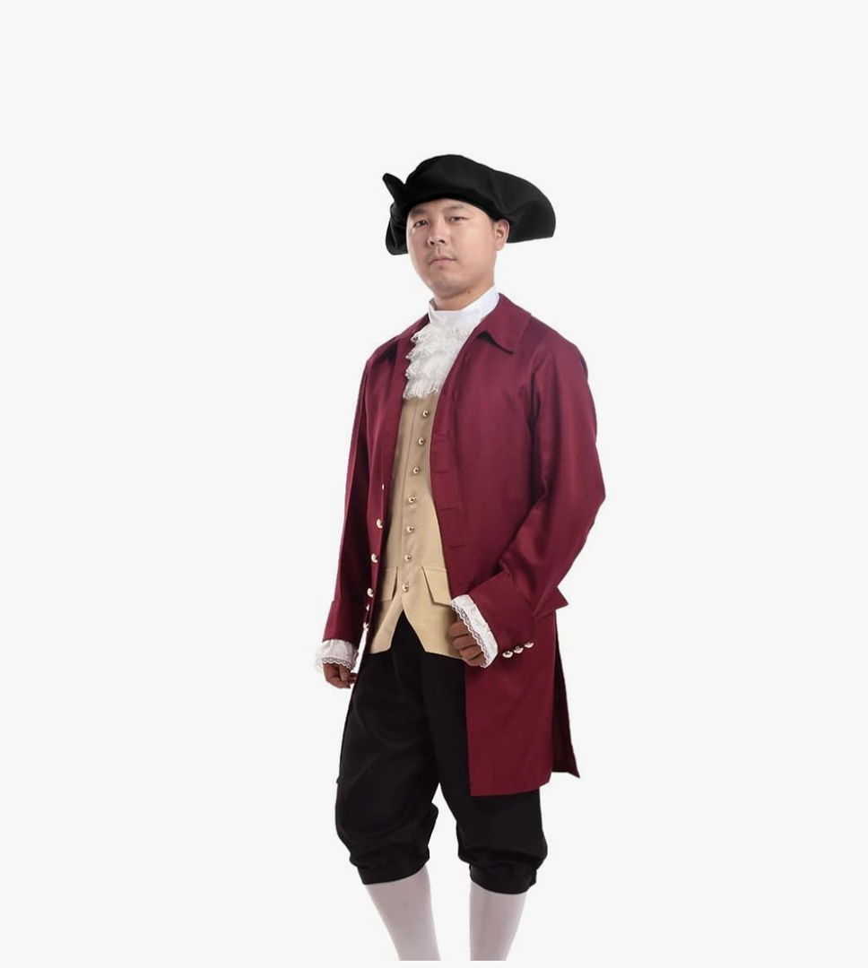 BLESSUME Rococo Men Colonial Costume Patriotic Adult Costume