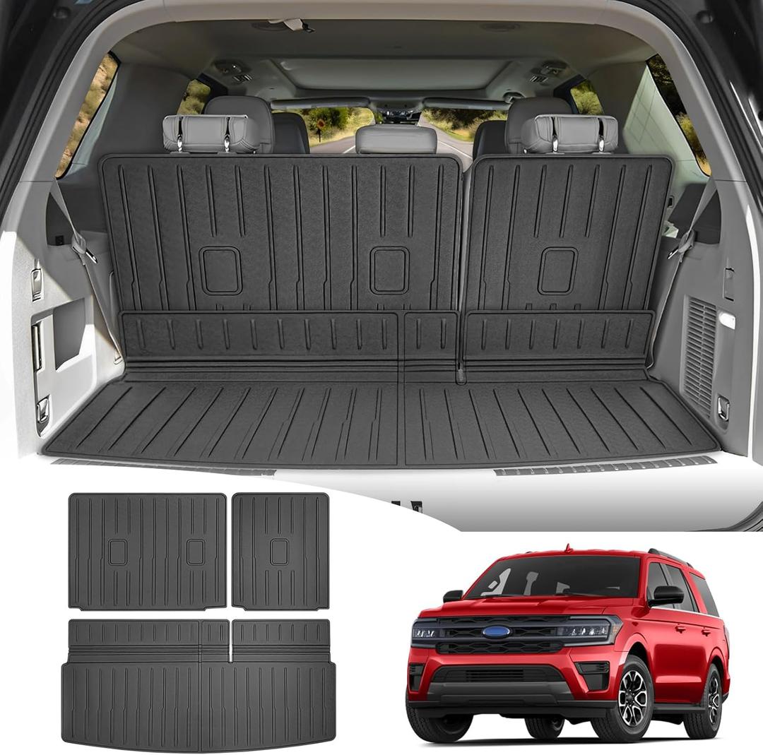 Trunk Mat & Backrest Mat for 2018-2025 Ford Expedition/Lincoln Navigator Cargo Mat(Not for Max or L Models), Rear Seat Back Cover Cargo Liner for 18-25 Expedition/Navigator Accessories