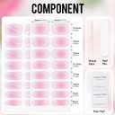 10 x MOOYIYAN Semi Cured Gel Nail Stickers 32 PCS|Cat Eye/Frosted Gel Nail Strips|Compatible with Any UV/LED Lamps|Long-Lasting Real Nail Polish Strips for Women's Decoration (Blush Pink)