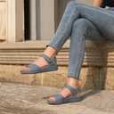 ORTOREX Women Massage Sandals Comfortable Walking Sandals with Adjustable Straps (5,Navy)