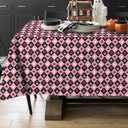 Halloween Tablecloth 60102 Inch Rectangular, Black/Pink Checkered Cute Pumpkin Ghost Skull Spider Web Table Cover Party Ginham Decorations for Rectangle Tables