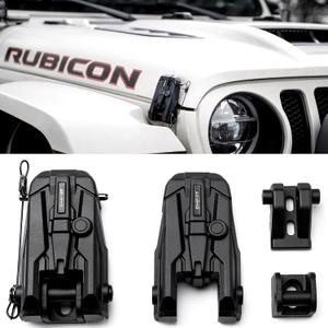 Hood Latches Aluminum Alloy Hood Catch Compatible with Jeep Wrangler JK/JKU 2007-2017, JL/JLU 2018-2026 & Jeep Gladiator 2020-2026, Shock-absorbing Hood Latch Accessories (2 PCS)