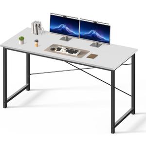 OLIXIS 55 Inch Computer Office Desk for Small Spaces, Writing Gaming Work Desk Modern Study Table with Metal Frame Home Bedroom, White