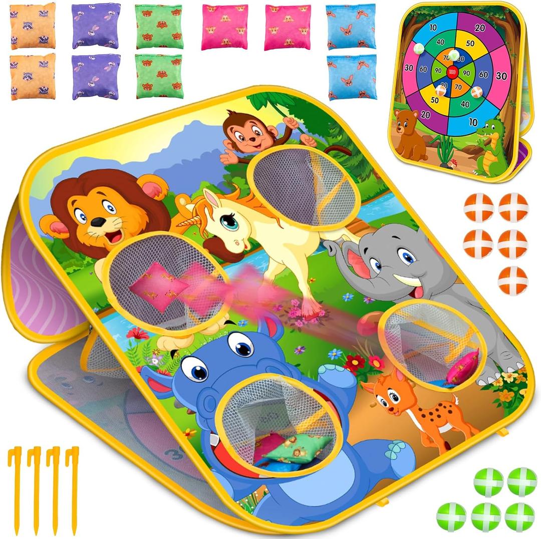 Bean Bag Toss Game for Kids - Cornhole Board Outdoor Toys for Toddlers -Party Activities Carnival Outside Yard Backyard Beach Lawn Games Toy for Kid Boys Girls Age 3 4 5 6 7 8 Year Old Birthday Gifts
