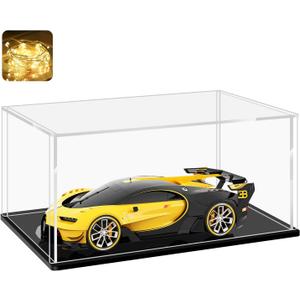 LANSCOERY Clear Acrylic Display Case, Assemble Horizontal Display Box Stand with Black Base, Dustproof Protection Showcase for Collectibles Memorabilia Figurines (14x10x6inch; 35x25x15cm)