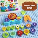 STEM Gears Toys for Kids Ages 3+, Creative Learning Building Blocks, 13Pcs Educational Construction Toy Set, Electric & Manual Dual Mode, Versatile Gear Playset Gift for Boys & Girls