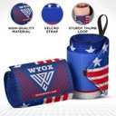 WYOX Weightlifting Wrist Wraps 12" Professional Quality Wrist Support with Heavy Duty Thumb Loop Best Wrap for Powerlifting Competition Strength Training Bodybuilding Gym Workout Bands for Stability (USA Flag)