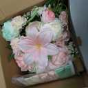 TINGE TIME Wedding Bouquets for Bride, 9 Inch Handcrafted Silk Bridal Flowers Bouquets for Wedding Ceremony, Gift for Bridesmaid, Bouquet for Party Church Decoration,and Romance Gifts (MintGreen&Pink)