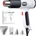 1600W Heat Gun, Hot Air Gun with 2 Temp Settings, 4 Nozzles, Overheat Protection, for Shrink Tubing, Shrink Wrap, Crafting, Resin, and DIY Projects - White