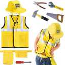 iPlay, iLearn Kids Construction Costumes, Toddler Worker Dress Up Clothes, Boys Pretend Builder Career Outfit, Halloween Role Play Toys, Tool Belt Vest Hat, Party Birthday Gift 3 4 5 6 Years Old Child