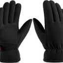 Winter Gloves for Men Women: -20F Thermal Warm Deerskin Polar Fleece Cotton Glove (Large, Denim-black)