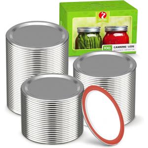 100-Count, REGULAR Mouth Canning Lids for Ball, Kerr Jars - Split-Type Metal Mason Jar Lids for Canning - Food Grade Material, 100% Fit & Airtight for Regular Mouth Jars(70mm)