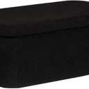 B FSOBEIIALEO Ottoman with Storage for Living Room, Sherpa Folding Storage Ottoman Foot Rest, 30 Inches Collapsible Bedroom Bench Black, 30"*15"*15"