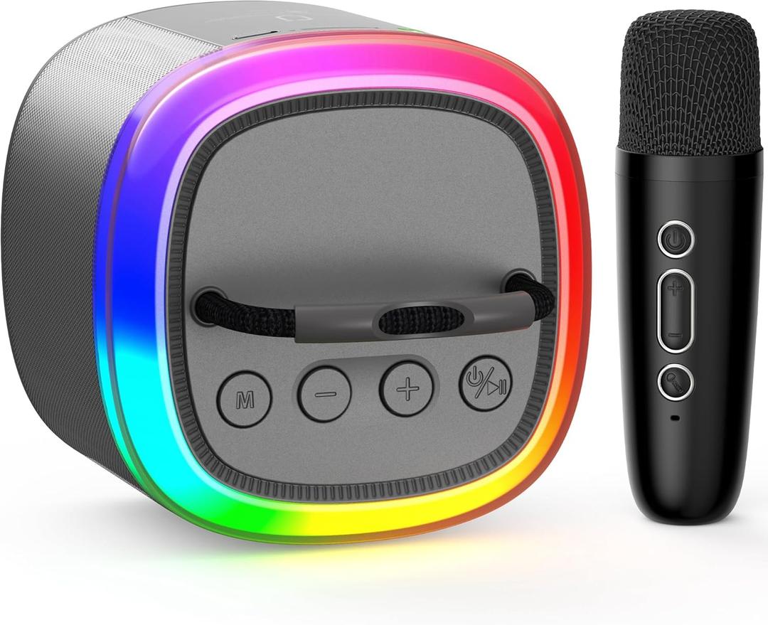 Mini Karaoke Machine for Kids: Portable Bluetooth Speaker with Wireless Microphone for Kids & Adults - Ideal Christmas Easter Birthday Gift Music Toys for Girls Boys Aged 4 5 6 7 8 9 10 11 12+