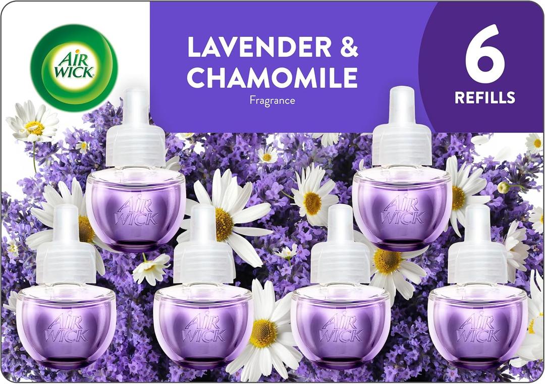 Air Wick Plug-In Scented Oil Refills, 6 Count, Lavender and Chamomile, Air Freshener, Essential Oils