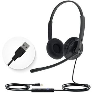 Yealink UH34 USB Headset with Mic,Stereo Wired Headphones with Noise Cancelling Microphone,Professional Work Headset VoIP Phone PC Computer Call Center Office(Ultra Light)