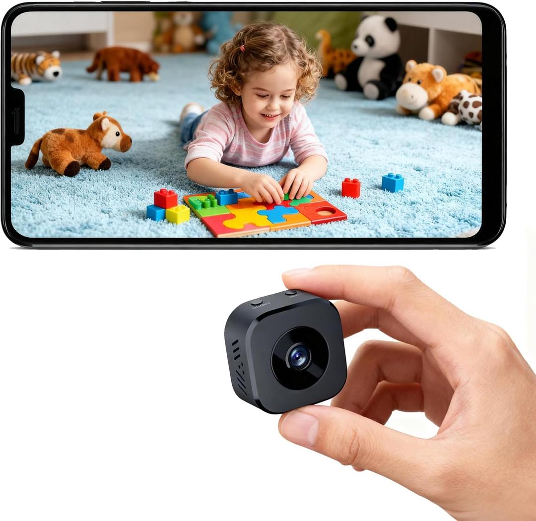 Mini Security Camera, 1080P HD WiFi Home Indoor Outdoor Camera for Baby/Pet/Nanny, IP Camera Remote Viewing for Security with iOS,Android Phone APP(Video Only)