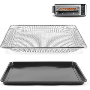 Ericair Oven Air Fryer Basket and Tray Compatible with Ninja SP100, SP101, SP1001C, SP201 Foodi Air Fry Oven, Air Fryer Accessories for Ninja Foodi 8-in-1 Air Fry Oven (Stainless Steel & Black)