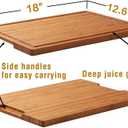 Bamboo Wood Cutting Board for Kitchen, 18" Large Cheese Charcuterie Chopping Block with Side Handles and Juice Grooves