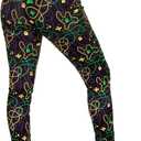 Tipsy Elves Mardi Gras Leggings - Comfortable Non See-Through Mid and High Waisted Stretch Leggings