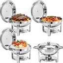 4-Pack 6QT Full Silver Chafing Dishes for Buffet with Lids