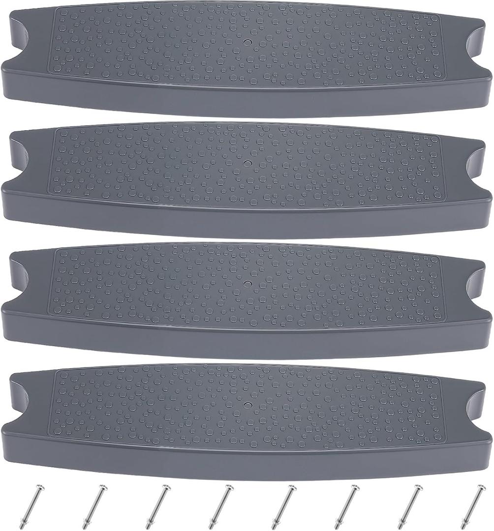 4 Pcs 18" Pool Ladder Steps Replacement Universal Swimming Pool Ladder Steps for Inground and Above Ground Heavy Duty Molded Plastic Stairs with 8 Pcs Stainless Steel Bolts (Gray)