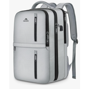 MATEIN Extra Large 45L Travel Backpack for Wpomen, Carry On Airline Approved Backpack with USB Port & Shoe Compartment, Water Resistant Luggage Overnight Weekender Travel Bag Fits 18" Laptop, Gray