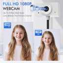 Webcam for PC, HD1080P 30fps Laptop Camera USB with Adjustable Gooseneck with Zoom,Full-Body View for Presentation Desktop Computer Video Calls Teams Skype, White