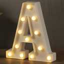 HXWEIYE Light Up Letters A, LED Marquee Letters Lights Sign 26 Alphabet and 10 Number Big Light Letter for Party Birthday Bar Battery Powered Christmas Decor Letter Lights (Warm White) (8.5 Inch)