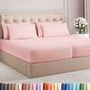 Split King 7 Piece Sheet Set - Comfy, Breathable & Cooling - Soft Hotel Luxury Bedding for Women, Men, Kids, Teens and Children - 1 Flat & 2 Fitted Sheets & 4 Pillowcases with Deep Pockets - Baby Pink