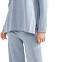 SUUKSESS Women Lounge Sets 2 Piece Pajamas Sets Long Sleeve Tops Wide Leg Pants (L)