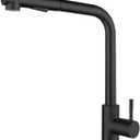 Matte Black Stainless Steel Kitchen Sink Faucet with Pull Down Sprayer Single Lever,Commercial Utility Stainless Steel Kitchen Faucets, for Sink 1 or 3 Hole Modern Kitchen Bar Sink