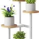 IBUYKE 4 Tier Plant Stand Indoor, Metal Wood Plant Shelf for Multiple Plants, Small Tiered Corner Flower Pot Stand for Living Room Patio Balcony Garden, White TMJ073R