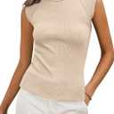 PRETTYGARDEN Women's Cap Sleeve Ribbed Tank Tops Summer | Soft Stretchy Knit, Crew Neck Sleeveless Slim Fit Tee, Casual Going Out Work Outfits, Basic Spring Layering Shirt for Office (L)