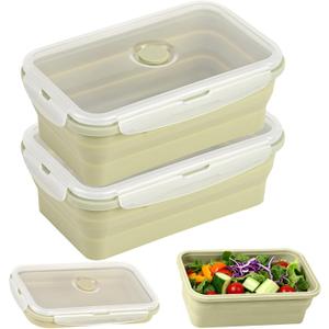 Large Collapsible Food Containers with Lids, Collapsible Bowls For Camping, Save Space, Leak-Proof Silicone Storage Bowls, 2pack 1200ml, Dishwasher, Microwave Freezer Safe